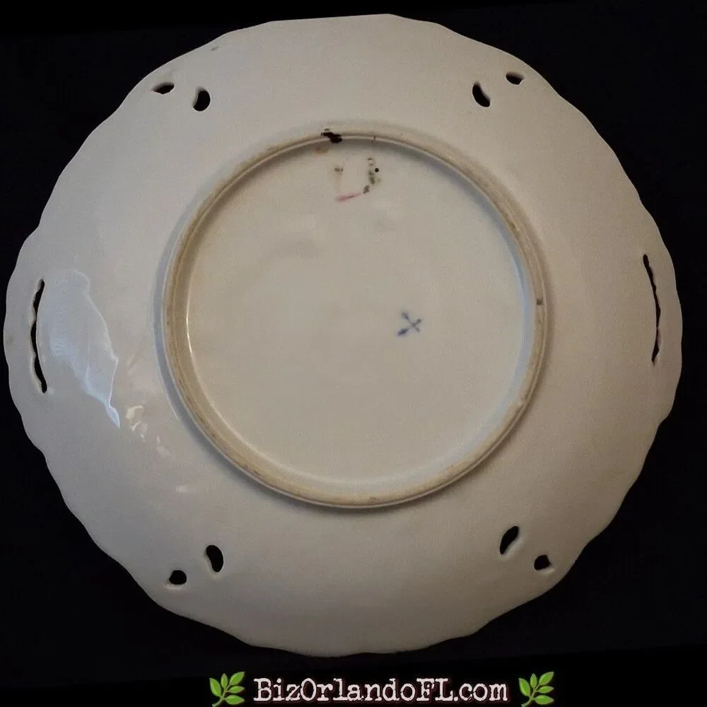 VINTAGE: Antique Kalk German Porcelain Shallow Bowl / Handled Serving Dish